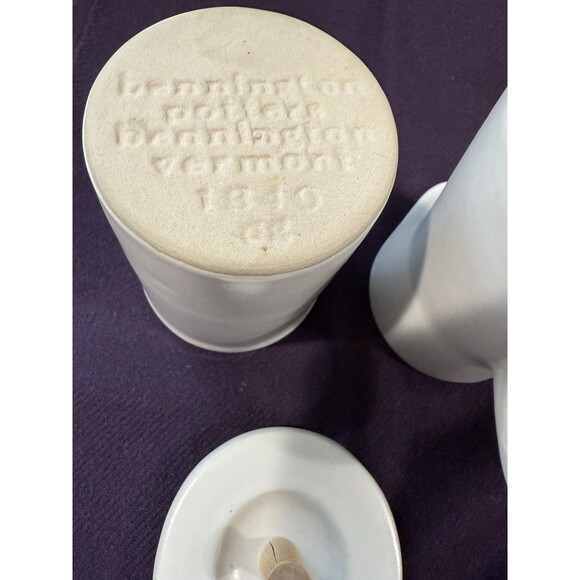 Bennington Potters Creamer and Sugar Bowl w Lid White Modernist Vermont Rare Vtg - Picture 2 of 16